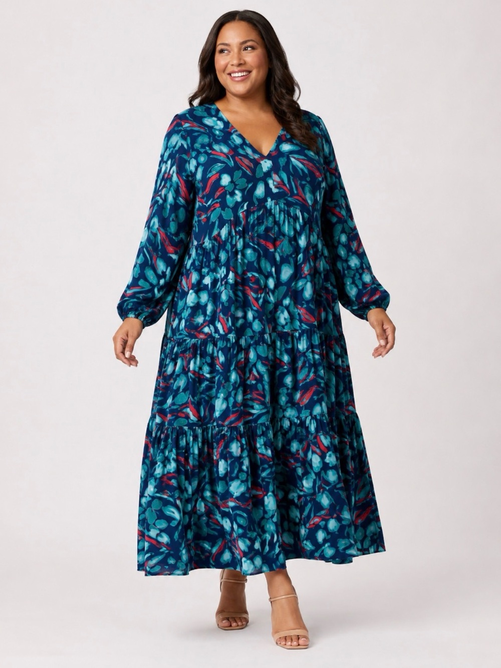 Nurture by Lamaze Botanical Floral Print Tiered Maxi Dress - Size 3X - NWT